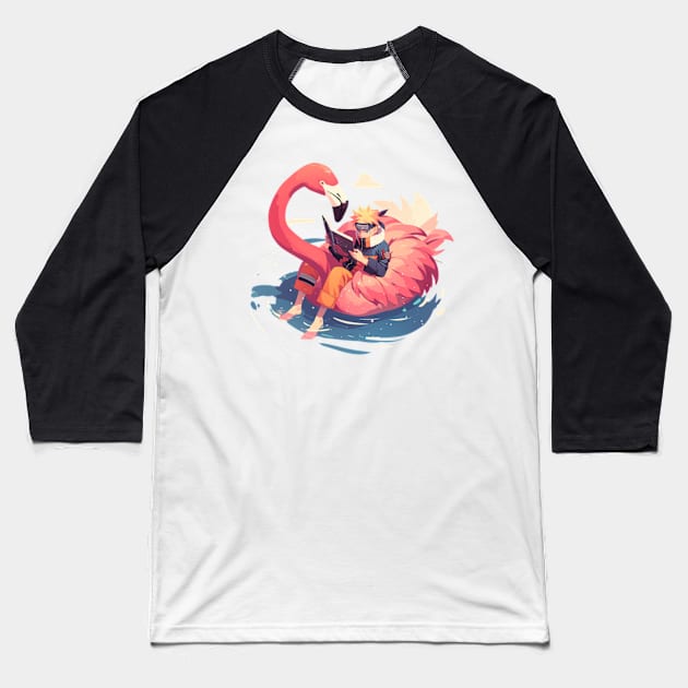 flamingo floating Baseball T-Shirt by peterdoraki